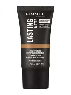 Rimmel Lasting Matte Full Coverage Foundation 406 Classic Tan